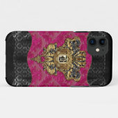 Florendyne Elegant Damask Monogram Case-Mate iPhone Hülle (Rückseite (Horizontal))