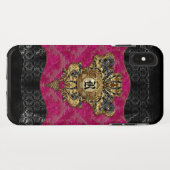 Florendyne Elegant Damask Monogram Case-Mate iPhone Hülle (Rückseite (Horizontal))