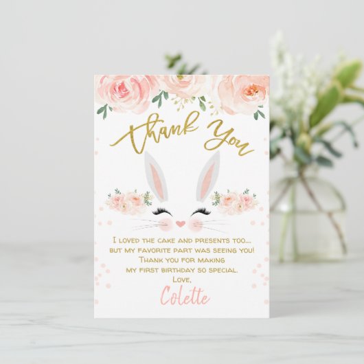 Florenhase Geburtstag Danke Karte (Stehend Vorderseite)