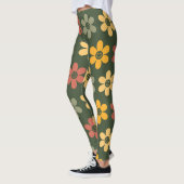 Florenmuster im Retro-Muster auf grünem Hintergrun Leggings (Links)