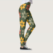 Florenmuster im Retro-Muster auf grünem Hintergrun Leggings (Rechts)