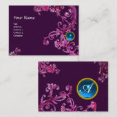 FLORENTINE BAROQUE MONOGRAM GEM blau lila schwarz Visitenkarte (Vorne/Hinten)