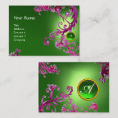 FLORENTINE BAROQUE MONOGRAM GEM grün lila rot Visitenkarte (Vorne/Hinten)