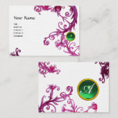 FLORENTINE BAROQUE MONOGRAM GEM grüne Leinen Visitenkarte (Vorne/Hinten)
