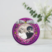 FLORENTINE FLORAL CROWIN WHITE RIBBON MONOGRAM EINLADUNG (Stehend Vorderseite)