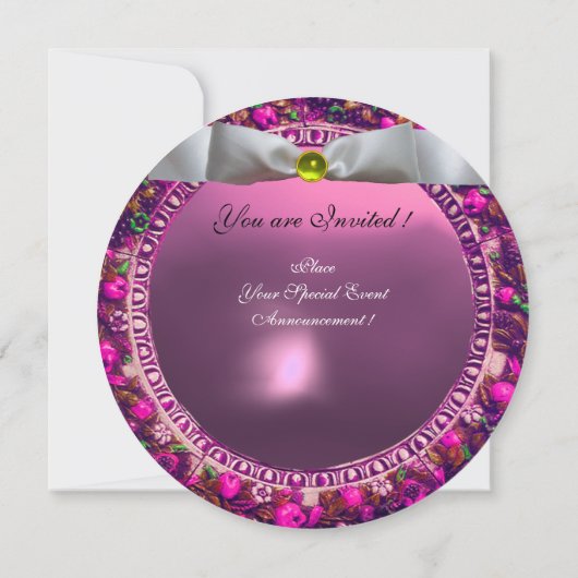 FLORENTINE FLORAL CROWIN WHITE RIBBON MONOGRAM EINLADUNG (Rückseite)