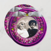 FLORENTINE FLORAL CROWIN WHITE RIBBON MONOGRAM EINLADUNG (Vorne/Hinten)