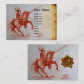 FLORENTINE KNIGHT AUF HORSEBACK Monogramm Gold rot Visitenkarte (Vorne/Hinten)