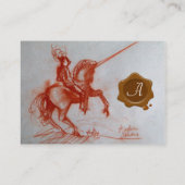 FLORENTINE KNIGHT AUF HORSEBACK Monogramm Gold rot Visitenkarte (Rückseite)