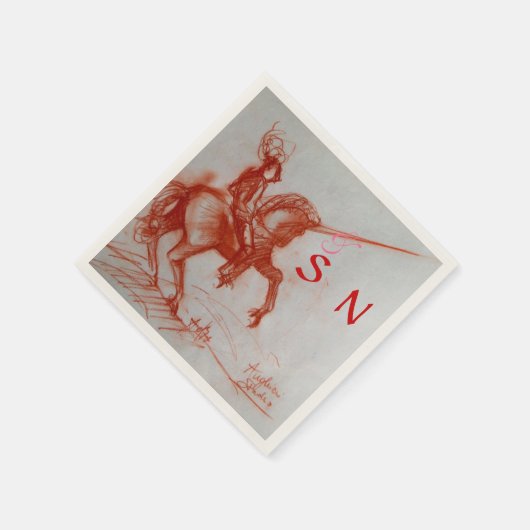 FLORENTINE KNIGHT AUF HORSEBACK-Monogramm Serviette (Ecke)