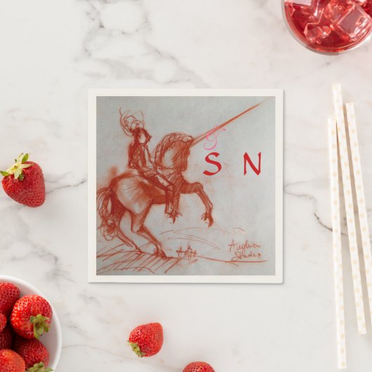 FLORENTINE KNIGHT AUF HORSEBACK-Monogramm Serviette (Beispiel)