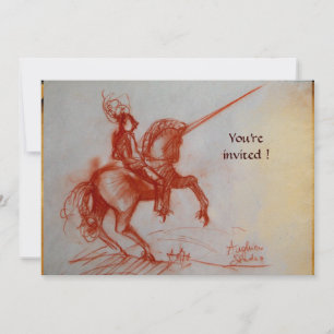 FLORENTINE KNIGHT AUF HORSEBACK Pergament Gold Einladung
