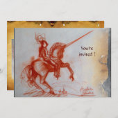 FLORENTINE KNIGHT AUF HORSEBACK Pergament Silber Einladung (Vorne/Hinten)
