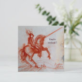 FLORENTINE KNIGHT AUF HORSEBACK, weißes Gold Einladung (Stehend Vorderseite)