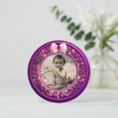 FLORENTINE OBST PINK RIBBON BABY MÄDCHEN DUSCHE EINLADUNG (Stehend Vorderseite)