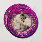 FLORENTINE OBST PINK RIBBON BABY MÄDCHEN DUSCHE EINLADUNG (Vorne/Hinten)