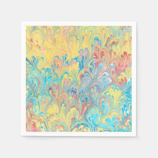 Florentine Peacock Feather Marbled Paper Napkins Serviette