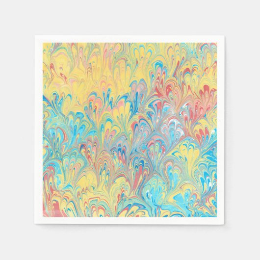 Florentine Peacock Feather Marbled Paper Napkins Serviette (Vorderseite)