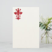 FLORENTINE RED LILY / FLEUR DE LISE ,White Felt Briefpapier (Stehend Vorderseite)