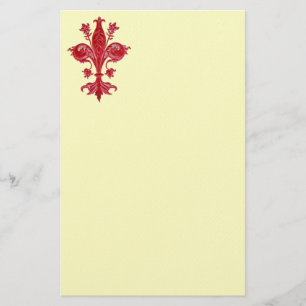 FLORENTINE RED LILY / LILIE ,Creme Felt Briefpapier