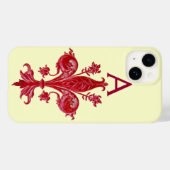 FLORENTINE RED LILY LILIE MONOGRAM Case-Mate iPhone HÜLLE (Rückseite (Horizontal))