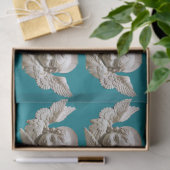 FLORENTINE RENAISSANCE ANGEL Aquamarin Blue Christ Seidenpapier (Geschenk)