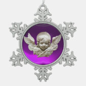 FLORENTINE RENAISSANCE ANGEL, Lila Amethyst Schneeflocken Zinn-Ornament (Vorderseite)