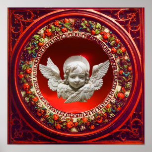 FLORENTINE RENAISSANCE ANGEL MIT ROTER BLUMENKRONE POSTER