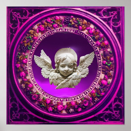 FLORENTINE RENAISSANCE ANGEL PINK FLORAL CROWN POSTER (Vorne)
