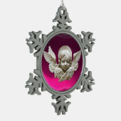 FLORENTINE RENAISSANCE ANGEL, Pink Fuchsia Amethys Schneeflocken Zinn-Ornament (Links)