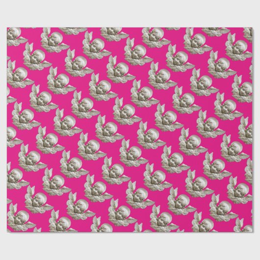 FLORENTINE RENAISSANCE ANGEL Pink Fuchsia Geschenkpapier (Flach)