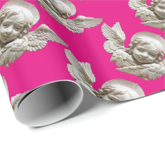 FLORENTINE RENAISSANCE ANGEL Pink Fuchsia Geschenkpapier (Rolleneckpunkt)