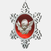 FLORENTINE RENAISSANCE ANGEL, Red Ruby Schneeflocken Zinn-Ornament (Rechts)