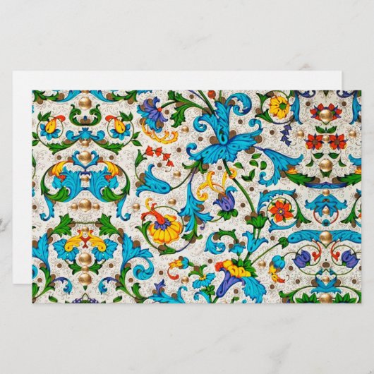 FLORENTINE RENAISSANCE BLAUE WIRBEL, BLUME BRIEFPAPIER (Vorne/Hinten)