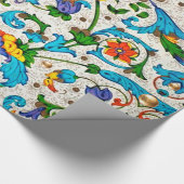 FLORENTINE RENAISSANCE BLAUE WIRBEL, BLUME GESCHENKPAPIER (Ecke)