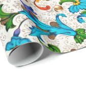 FLORENTINE RENAISSANCE BLAUE WIRBEL, BLUME GESCHENKPAPIER (Rolleneckpunkt)