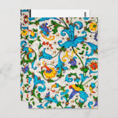 FLORENTINE RENAISSANCE BLAUE WIRBEL, BLUME POSTKARTE (Vorne/Hinten)