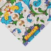 FLORENTINE RENAISSANCE BLAUE WIRBEL, BLUME SEIDENPAPIER (Detail)