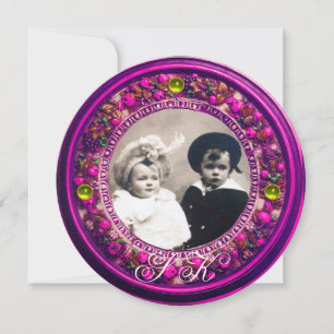 FLORENTINE RENAISSANCE FLORAL, PINK OBST MONOGRAMM EINLADUNG