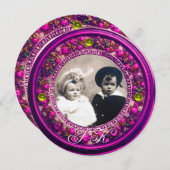 FLORENTINE RENAISSANCE FLORAL, PINK OBST MONOGRAMM EINLADUNG (Vorne/Hinten)