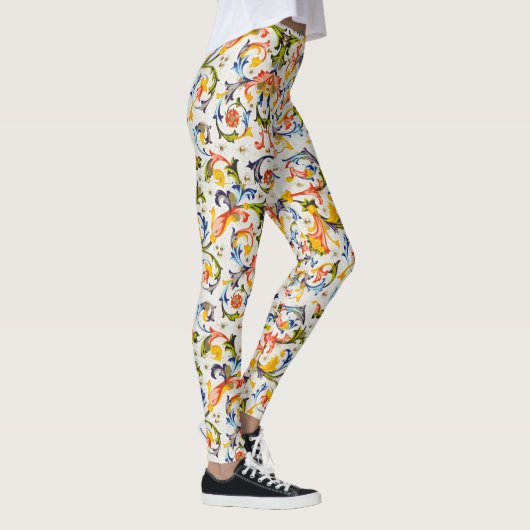 FLORENTINE RENAISSANCE GELBE BLUMENSCHWIMME, BLUME LEGGINGS (Rechts)