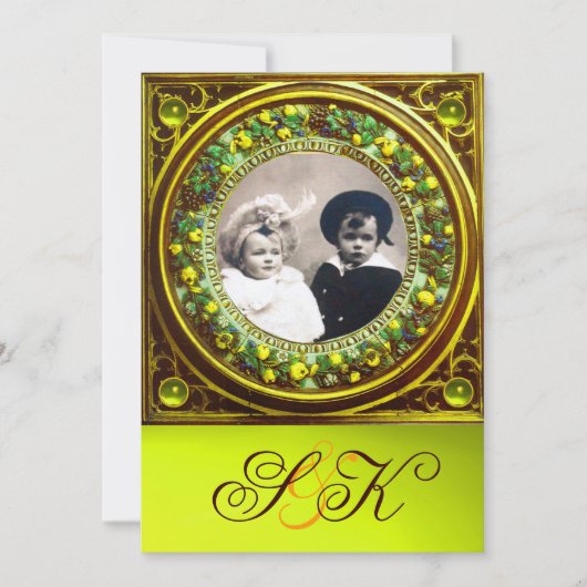 FLORENTINE RENAISSANCE OBST DAMASK MONOGRAMM EINLADUNG (Vorderseite)