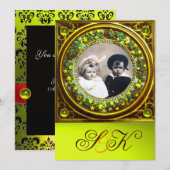 FLORENTINE RENAISSANCE OBST DAMASK MONOGRAMM EINLADUNG (Vorne/Hinten)