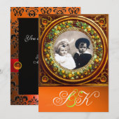 FLORENTINE RENAISSANCE OBST DAMASK MONOGRAMM EINLADUNG (Vorne/Hinten)