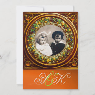 FLORENTINE RENAISSANCE OBST DAMASK MONOGRAMM EINLADUNG