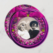 FLORENTINE RENAISSANCE OBST PINK RIBBON MONOGRAMM EINLADUNG (Vorne/Hinten)