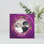 FLORENTINE RENAISSANCE PINK FLORAL CROWN MONOGRAMM EINLADUNG (Stehend Vorderseite)