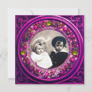 FLORENTINE RENAISSANCE PINK FLORAL CROWN MONOGRAMM EINLADUNG