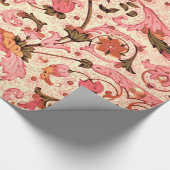 FLORENTINE RENAISSANCE PINK FLORALLE WIRBEL, BLUME GESCHENKPAPIER (Ecke)
