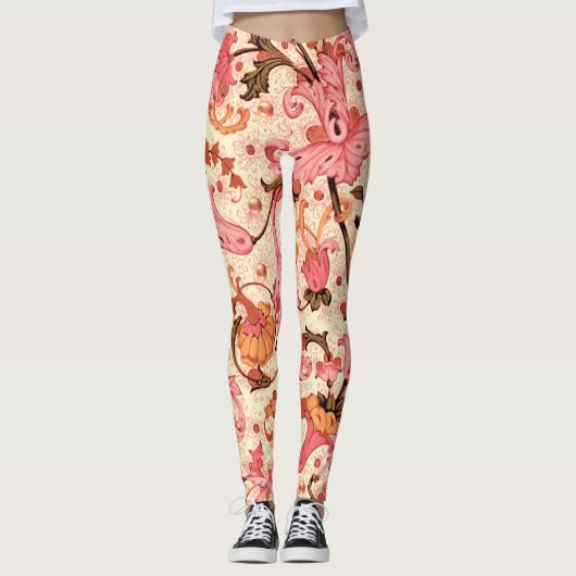 FLORENTINE RENAISSANCE PINK FLORALLE WIRBEL, BLUME LEGGINGS (Vorderseite)